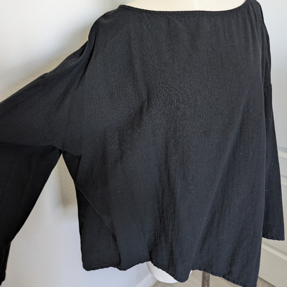 Soft Surroundings Black Cotton Gauze Top